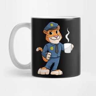 Tiger as Police officer with Police hat and Drink Mug